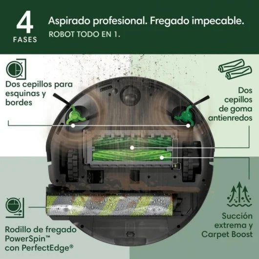 Aspirador Robô com Mopa iRobot Roomba Max 705 Combo Com Esvaziamento Automatico Navegação LiDAR 175x Potência Com IA Controlo por Voz