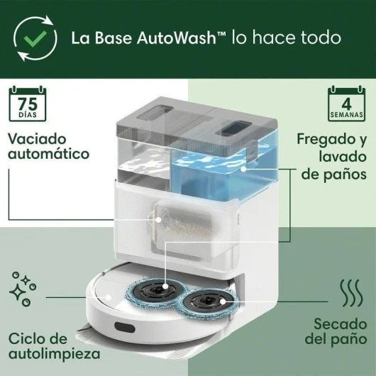 Aspirador Robô com Mopa iRobot Roomba Plus 405 Combo Com Esvaziamento Automatico Navegação LiDAR 70x Potência de Sucção