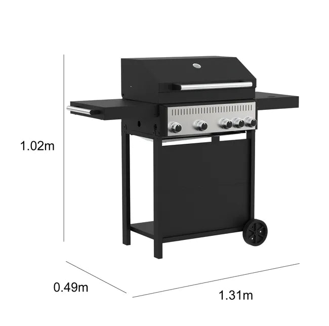 Barbecue a gás com 4 + 1 queimadores 125x49x104 cm C500