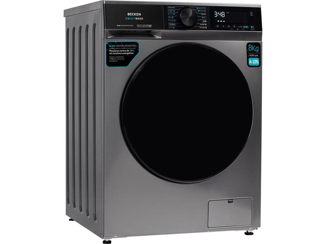 Máquina de Lavar Roupa BECKEN Boostwash BWM8812N (8 kg - 1400 rpm - Inox)