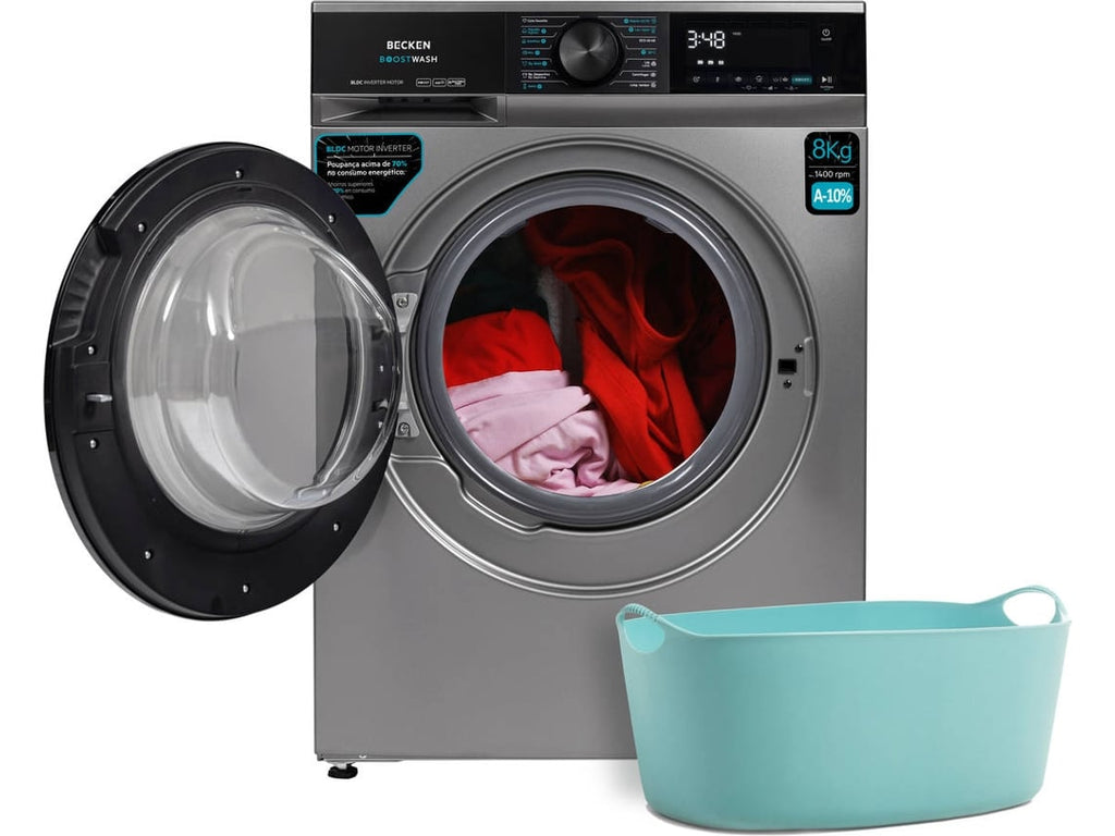 Máquina de Lavar Roupa BECKEN Boostwash BWM8812N (8 kg - 1400 rpm - Inox)