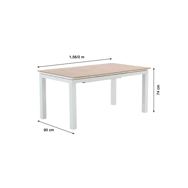 Mesa extensível madeira sintética e alumínio 156220X90 cm branco Naterial Clara