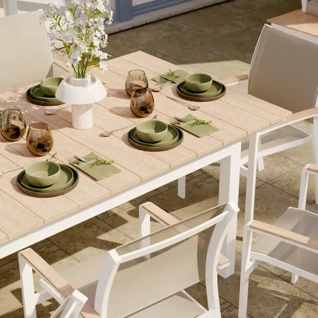 Mesa extensível madeira sintética e alumínio 156220X90 cm branco Naterial Clara