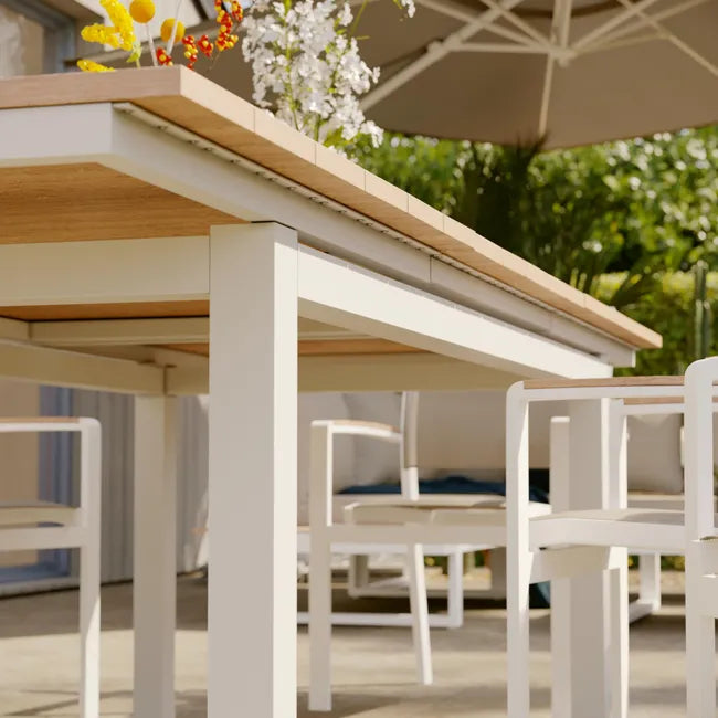 Mesa extensível madeira sintética e alumínio 156220X90 cm branco Naterial Clara