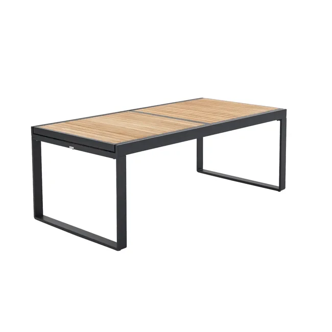Mesa extensível madeira teca e alumínio 200320X100 cm cinza esc Naterial Persea