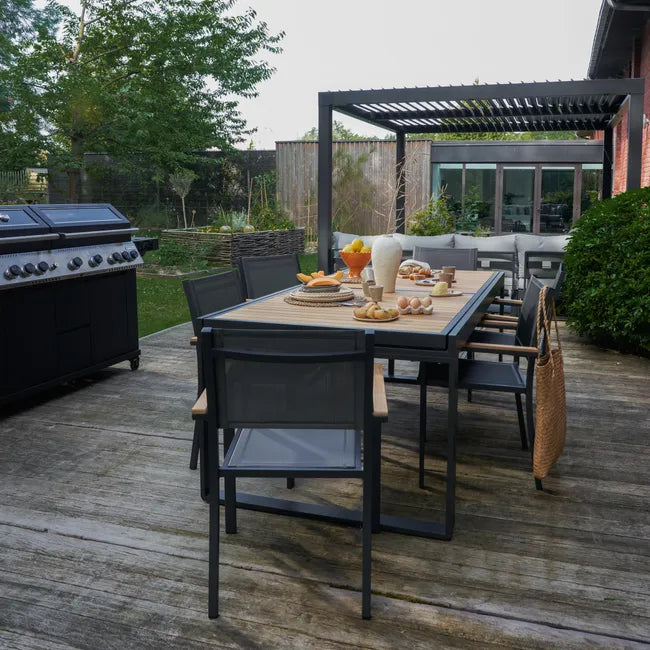 Mesa extensível madeira teca e alumínio 200320X100 cm cinza esc Naterial Persea