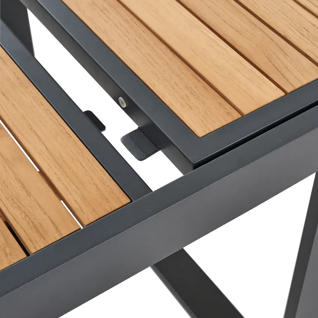 Mesa extensível madeira teca e alumínio 200320X100 cm cinza esc Naterial Persea