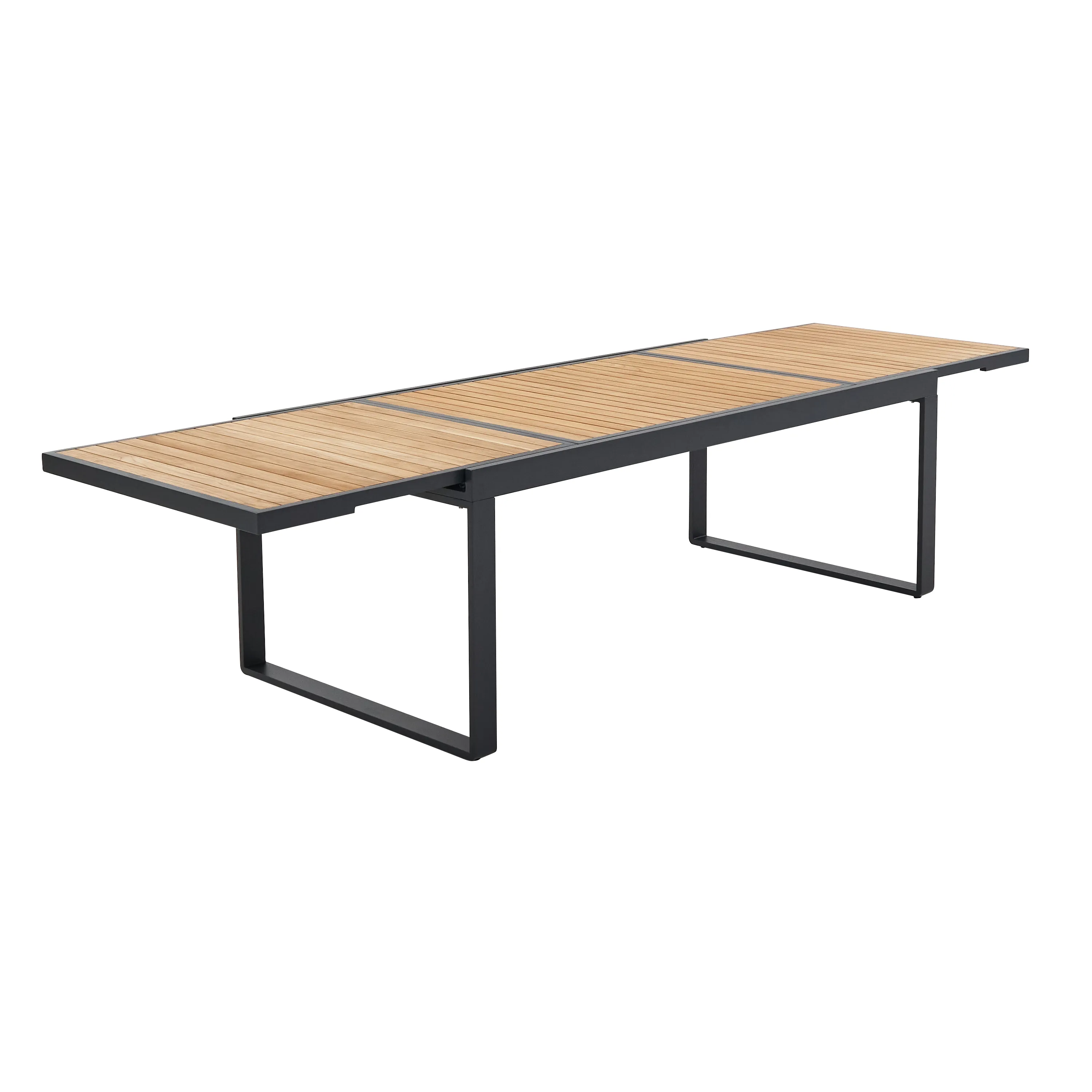 Mesa extensível madeira teca e alumínio 200320X100 cm cinza esc Naterial Persea