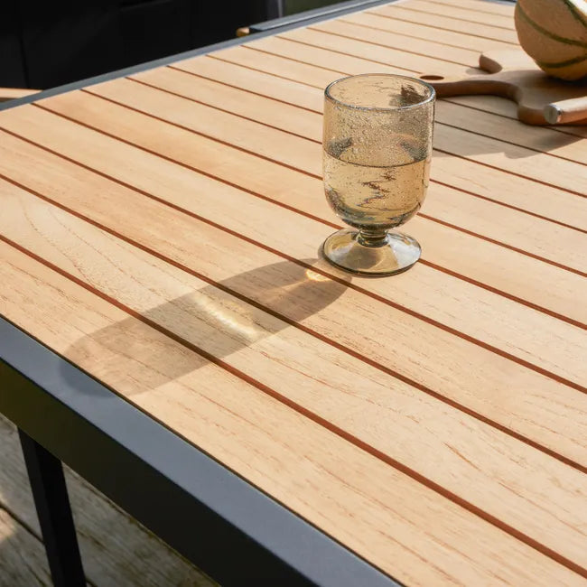 Mesa extensível madeira teca e alumínio 200320X100 cm cinza esc Naterial Persea
