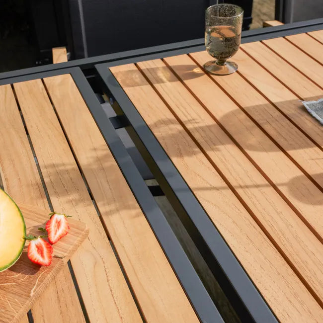 Mesa extensível madeira teca e alumínio 200320X100 cm cinza esc Naterial Persea