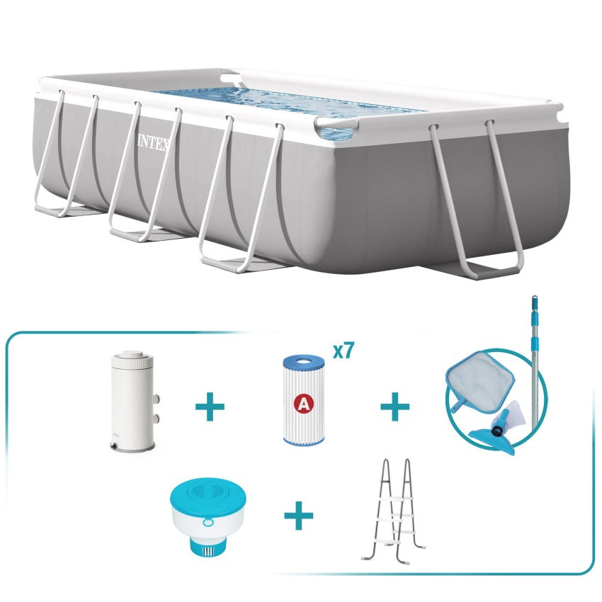 Pack de piscina desmontável retangular Prism Frame de 3 metros com 5 acessórios
