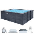 Piscina removível retangular Graphite Gray Panel 4 metros com estação de tratamento