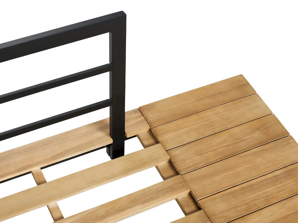 Sofá de jardim de canto com mesa 5 lugares MYKONOS à direita Madeira de Acácia certificada Branco creme