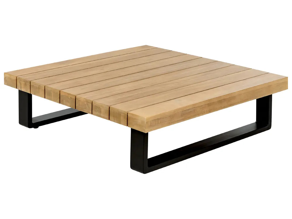 Sofá de jardim de canto com mesa 5 lugares MYKONOS à direita Madeira de Acácia certificada Branco creme